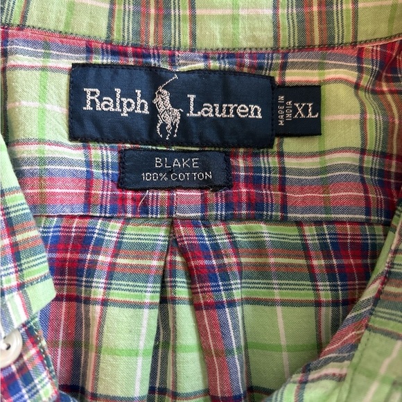 Lauren Ralph Lauren Blake Men’s Green Plaid Short Sleeve Button Shirt In Size XL - Picture 6 of 11